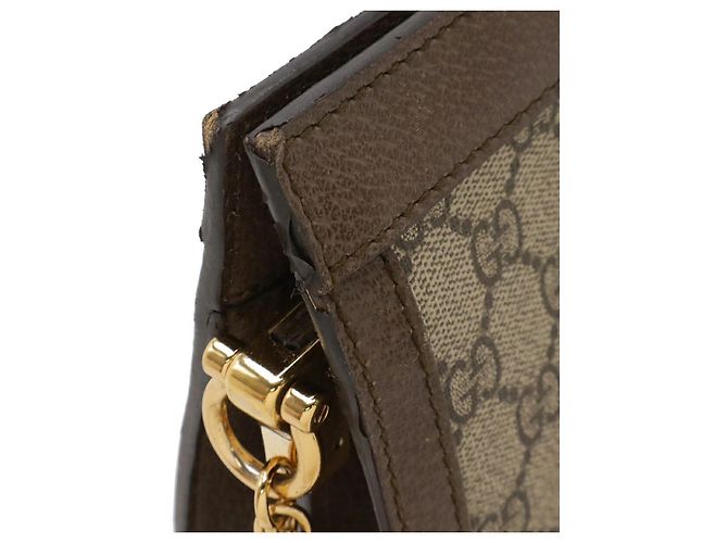 Borsa a tracolla con catena Gucci Ophidia GG Supreme PVC Marrone Rosso Beige Verde - vista 4