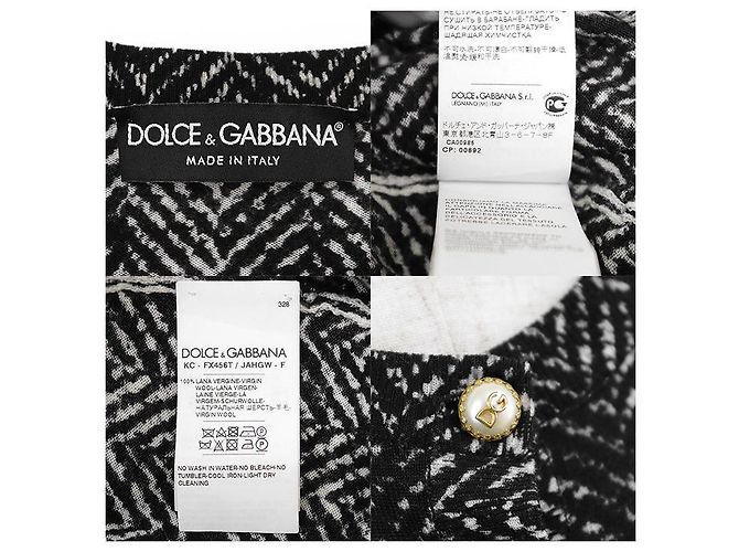 Dolce & Gabbana Cardigã de malha de lã Dolce&Gabbana Preto Branco - vista 10