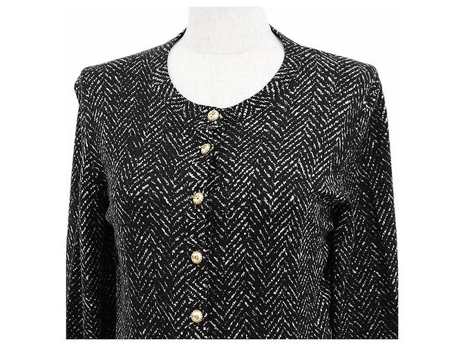 Dolce & Gabbana Cardigã de malha de lã Dolce&Gabbana Preto Branco - vista 2