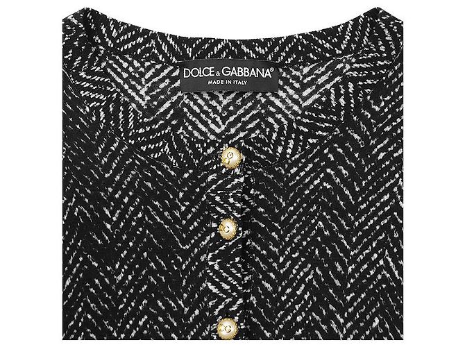 Dolce & Gabbana Cardigã de malha de lã Dolce&Gabbana Preto Branco - vista 6