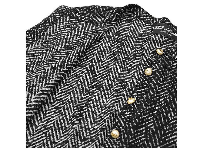 Dolce & Gabbana Cardigã de malha de lã Dolce&Gabbana Preto Branco - vista 7