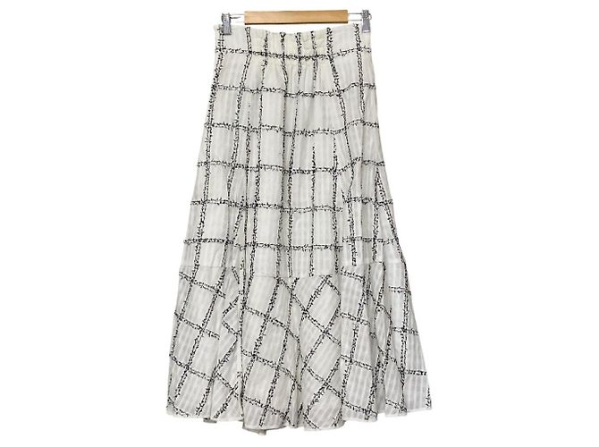 Autre Marque Falda larga acampanada de cuadros Jusglitty Check Flare Long Skirt Blanco - vista 3