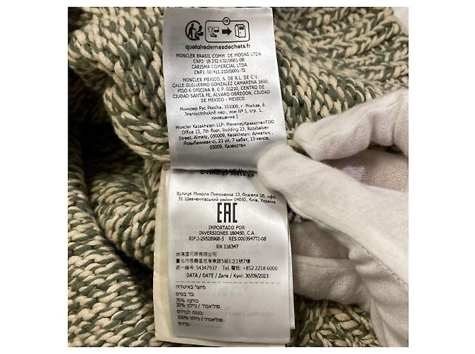 Cardigan 2way in maglia Moncler Beige Verde - vista 11
