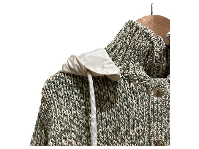 Cardigan 2way in maglia Moncler Beige Verde - vista 2