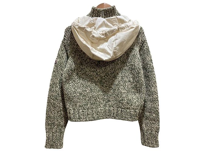 Cardigan 2way in maglia Moncler Beige Verde - vista 4