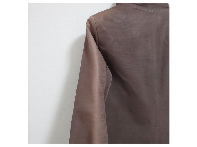 Rick Owens Hun Coat Leather Coat Marrone - vista 16