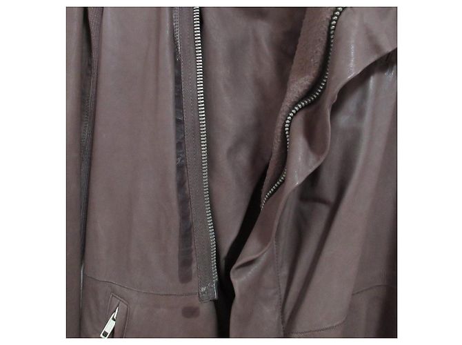 Rick Owens Hun Coat Leather Coat Marrone - vista 18