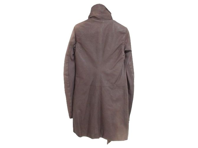 Rick Owens Hun Coat Leather Coat Marrone - vista 2