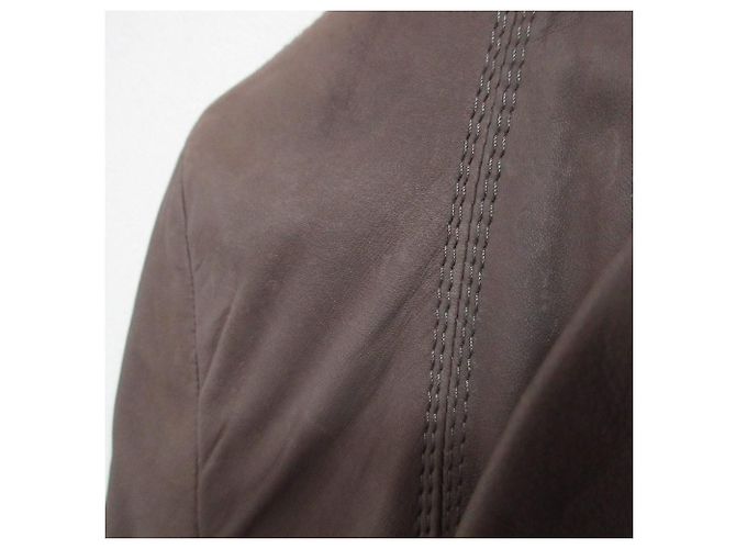 Rick Owens Hun Coat Leather Coat Marrone - vista 3