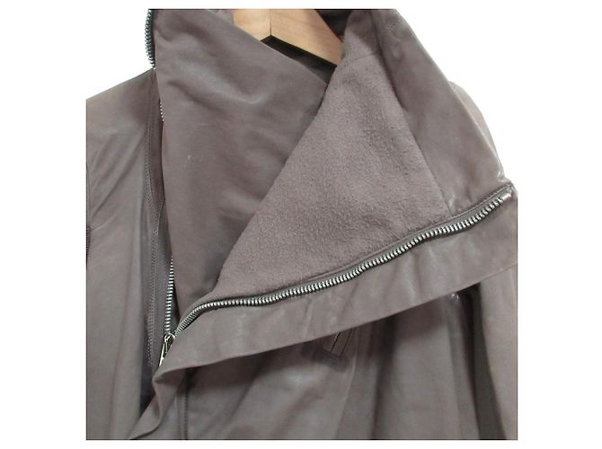Rick Owens Hun Coat Leather Coat Marrone - vista 5