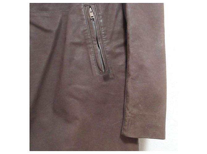Rick Owens Hun Coat Leather Coat Marrone - vista 6