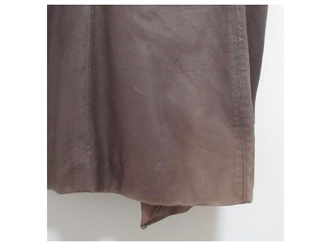 Rick Owens Hun Coat Leather Coat Marrone - vista 7