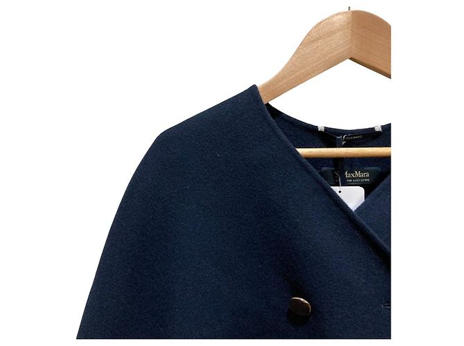 Chaqueta sin cuello de lana S Max Mara EMILIE Azul Azul marino - vista 2
