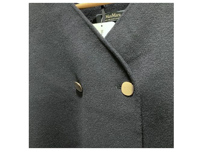 Chaqueta sin cuello de lana S Max Mara EMILIE Azul Azul marino - vista 3