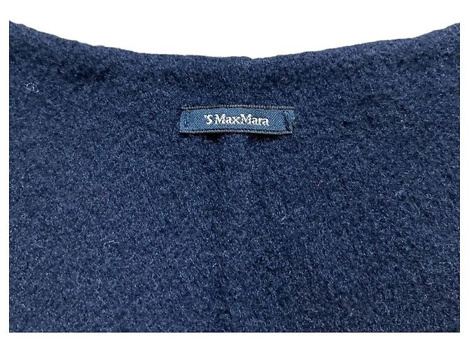 Chaqueta sin cuello de lana S Max Mara EMILIE Azul Azul marino - vista 5