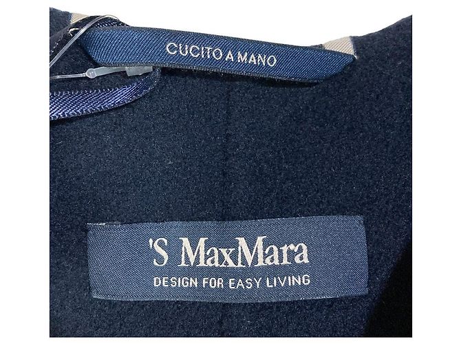 Chaqueta sin cuello de lana S Max Mara EMILIE Azul Azul marino - vista 6