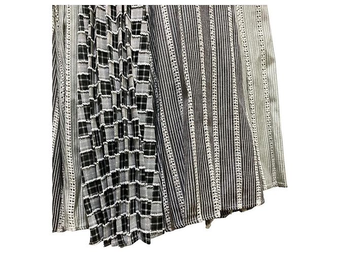 Autre Marque VIVIENNE TAM Patchwork-Rock aus Baumwolle Braun Schwarz Weiß - Ansicht 3