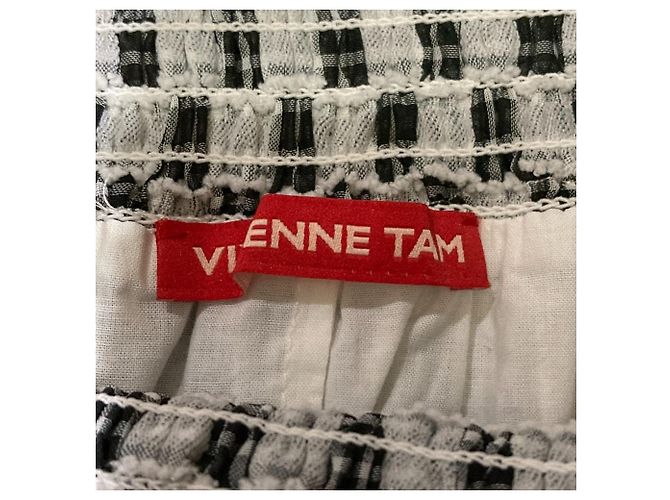 Autre Marque VIVIENNE TAM Patchwork-Rock aus Baumwolle Braun Schwarz Weiß - Ansicht 6