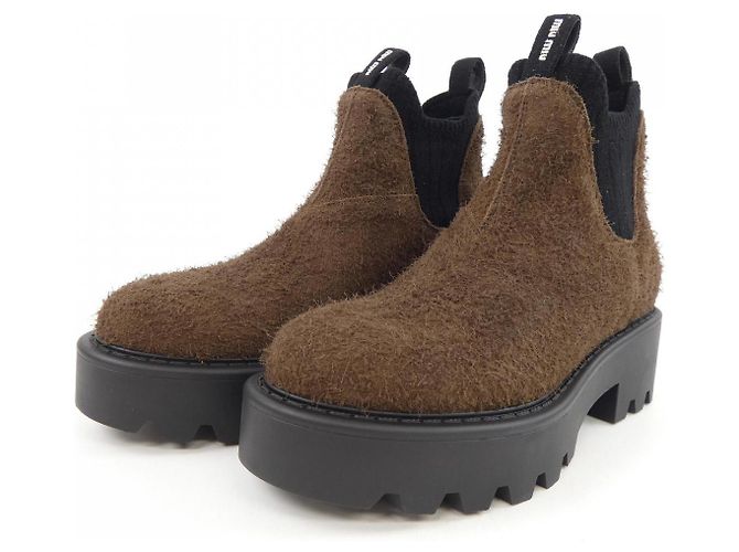 Stivali Miu Miu in pelle marrone - vista 3