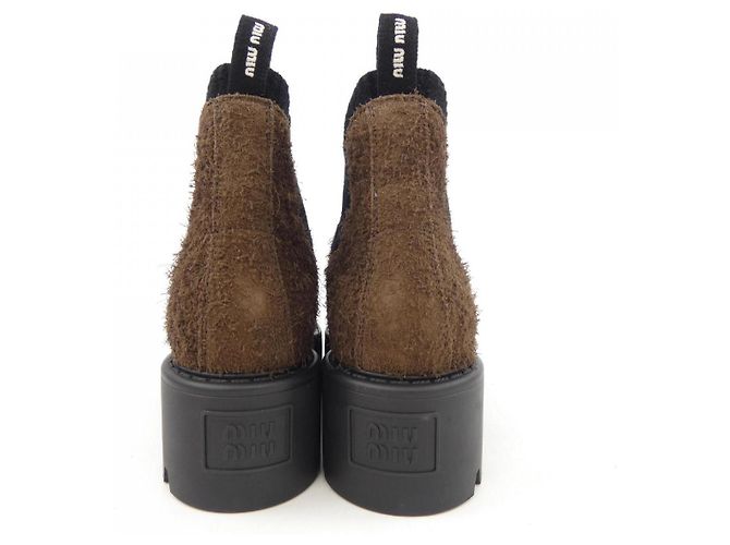 Stivali Miu Miu in pelle marrone - vista 5
