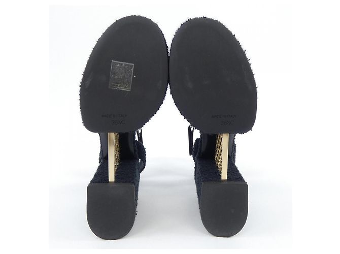 Sandali in tweed di cotone CHANEL G46430B20339 Nero - vista 4