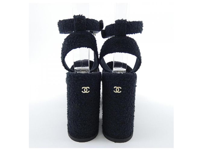Sandali in tweed di cotone CHANEL G46430B20339 Nero - vista 5