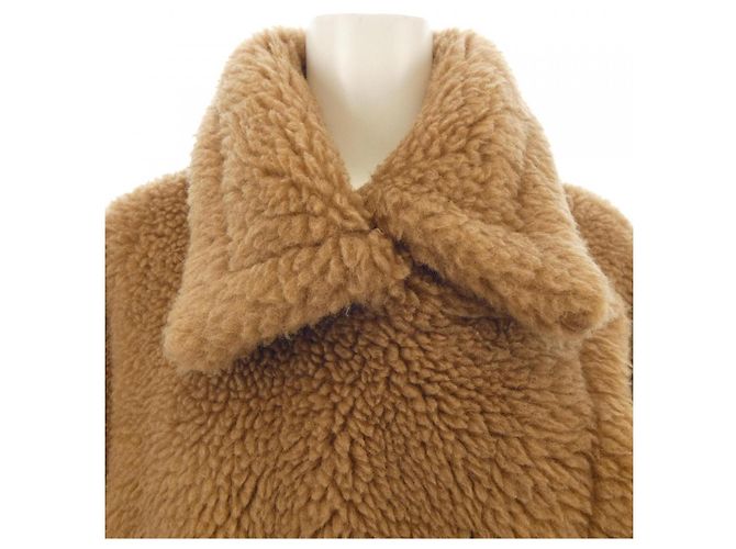 Max Mara TEBE Teddy Bear Camel Silk Cape Marrone - vista 5