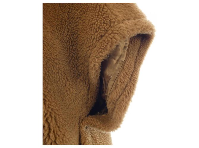 Max Mara TEBE Teddy Bear Camel Silk Cape Marrone - vista 6