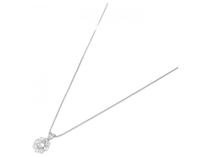 Autre Marque Royal Asscher Platin-Diamant-Halskette Silber - Ansicht 2