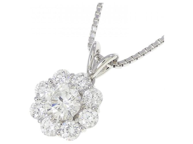 Autre Marque Royal Asscher Platin-Diamant-Halskette Silber - Ansicht 3