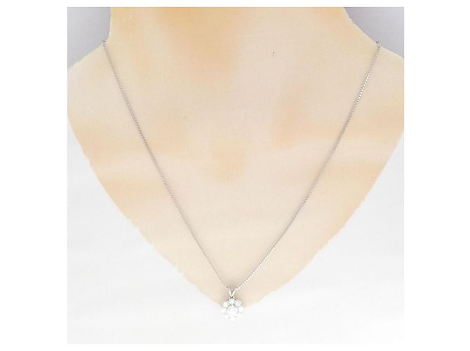Autre Marque Royal Asscher Platin-Diamant-Halskette Silber - Ansicht 6