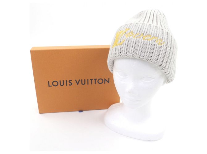 Louis Vuitton LV Birds Beanie aus Wolle Braun Grau Gelb - Ansicht 2