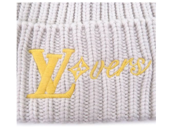 Louis Vuitton LV Birds Beanie aus Wolle Braun Grau Gelb - Ansicht 5
