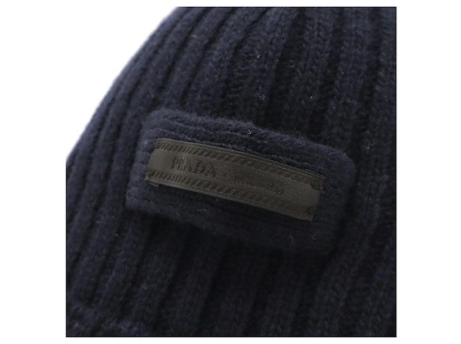 Gorro de lã Prada Azul Marinho - vista 3