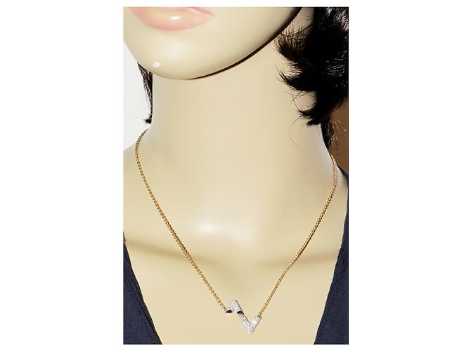 Collana Louis Vuitton LV Volt Upside Down K18WG K18YG Diamanti D'oro - vista 2