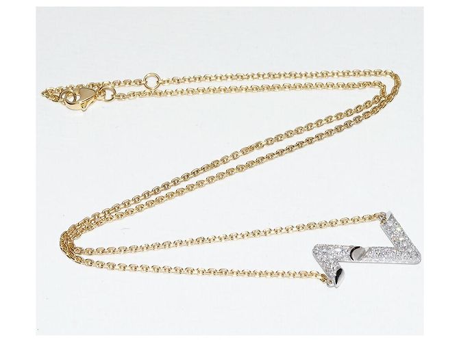 Collana Louis Vuitton LV Volt Upside Down K18WG K18YG Diamanti D'oro - vista 3