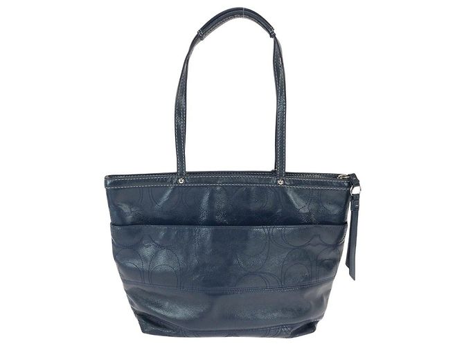 Borsa a tracolla 2 vie COACH Big Signature in pelle Blu Blu navy - vista 2