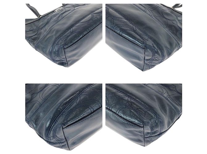 Borsa a tracolla 2 vie COACH Big Signature in pelle Blu Blu navy - vista 3