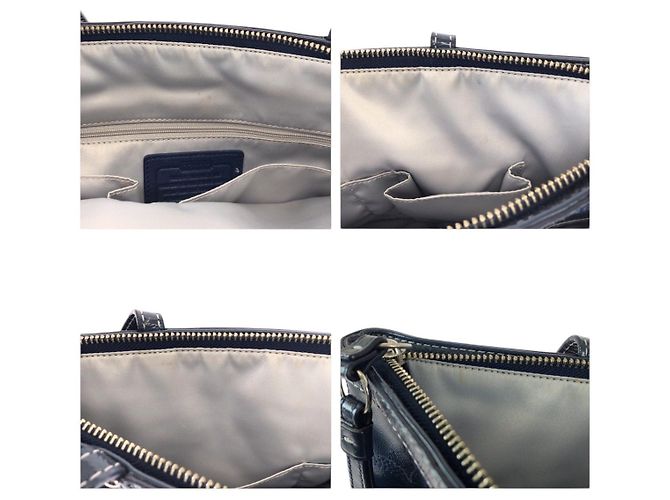 Borsa a tracolla 2 vie COACH Big Signature in pelle Blu Blu navy - vista 5