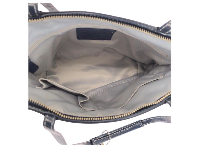 Borsa a tracolla 2 vie COACH Big Signature in pelle Blu Blu navy - vista 9