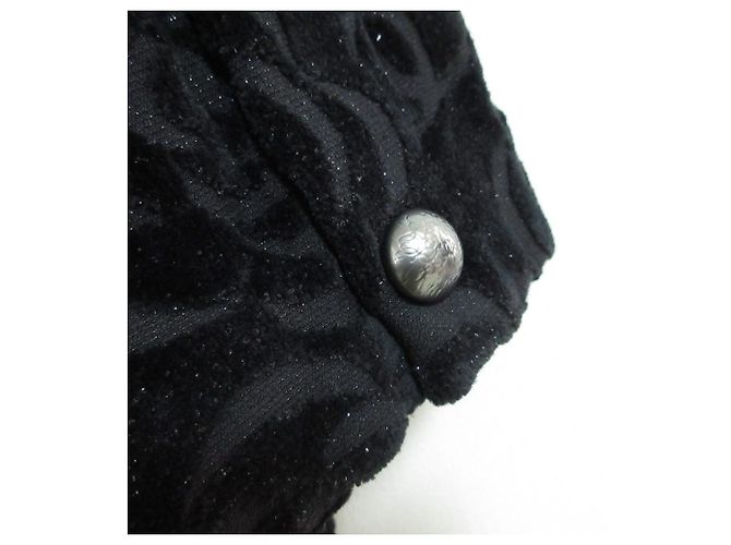 Chanel Camellia Pattern Velour Collarless Jacket Black - view 3
