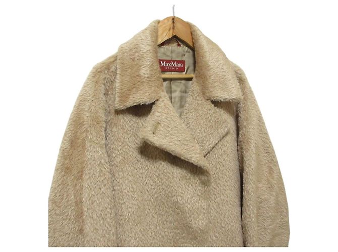 Cappotto Max Mara STUDIO Shaggy Alpaca Beige Cammello - vista 3