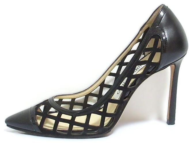 Décolleté a punta in pelle traforata Jimmy Choo Nero - vista 2