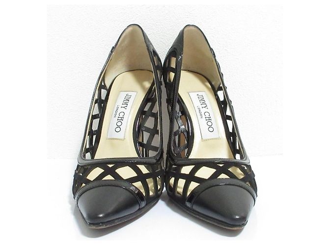 Décolleté a punta in pelle traforata Jimmy Choo Nero - vista 3