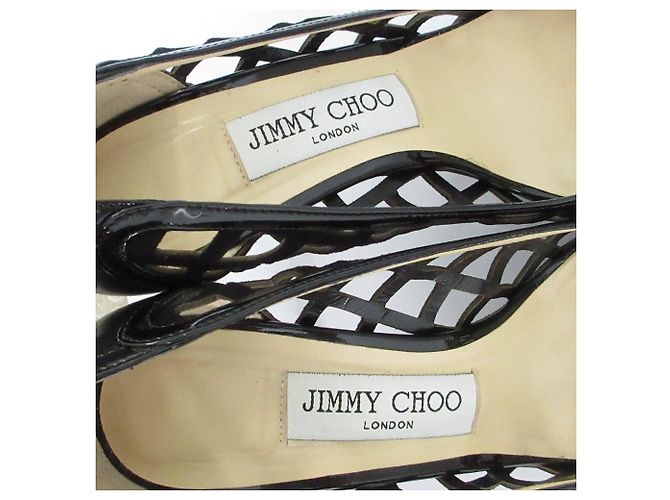 Décolleté a punta in pelle traforata Jimmy Choo Nero - vista 5