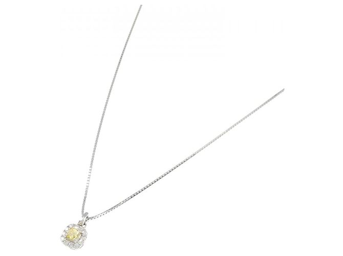 Autre Marque Platin-Diamant-Halskette Silber - Ansicht 2
