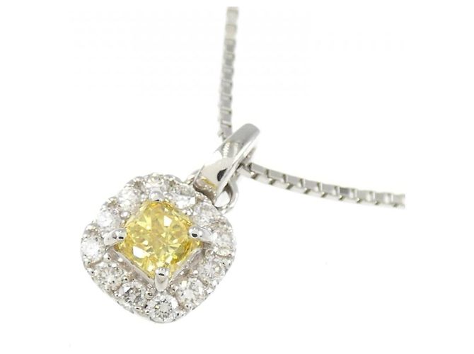 Autre Marque Platin-Diamant-Halskette Silber - Ansicht 3