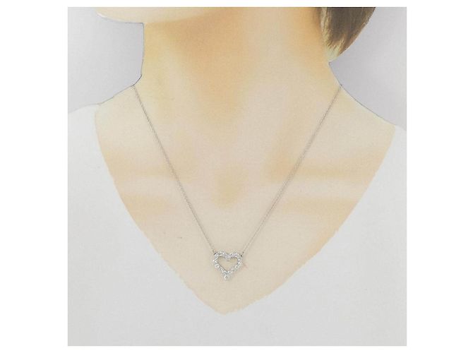 Autre Marque Collana Cuore con Diamanti PT900 PT850 Argento - vista 6