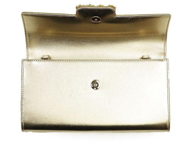 Clutch Roger Vivier Efflorescence em cetim e couro Dourado - vista 11