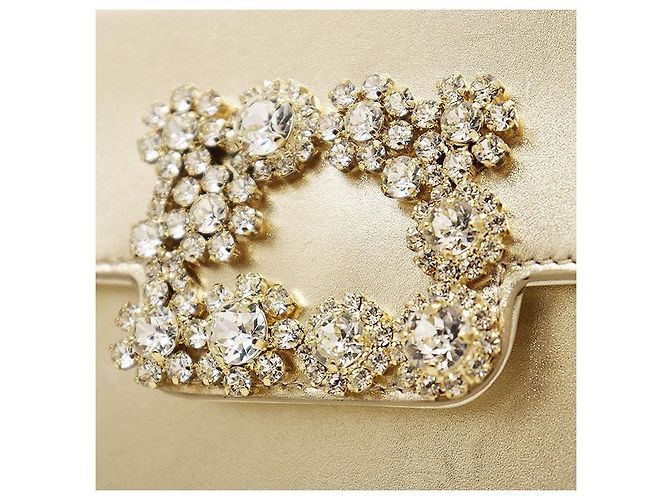 Clutch Roger Vivier Efflorescence em cetim e couro Dourado - vista 2